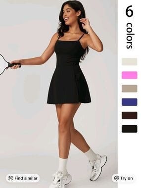 Black Strappy Tennis Dress Built In Shorts Large